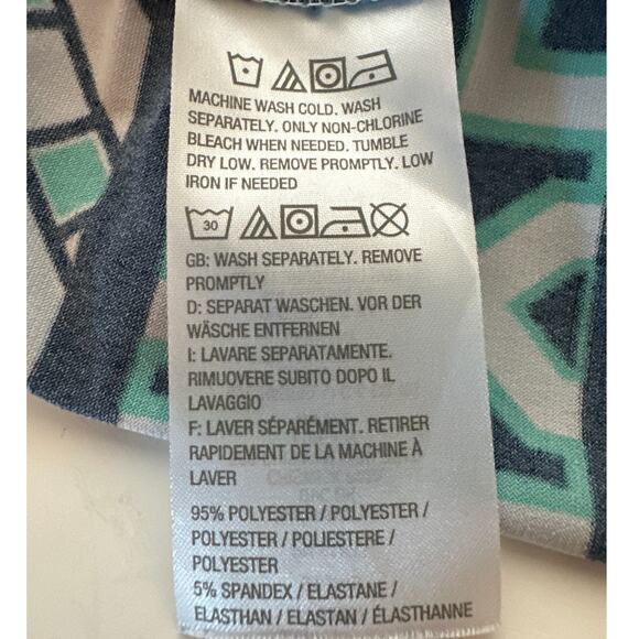 Susan Graver Liquid Knit Geometric Open Cardigan Sz 1X Teal Green Black Stretch - Picture 8 of 8